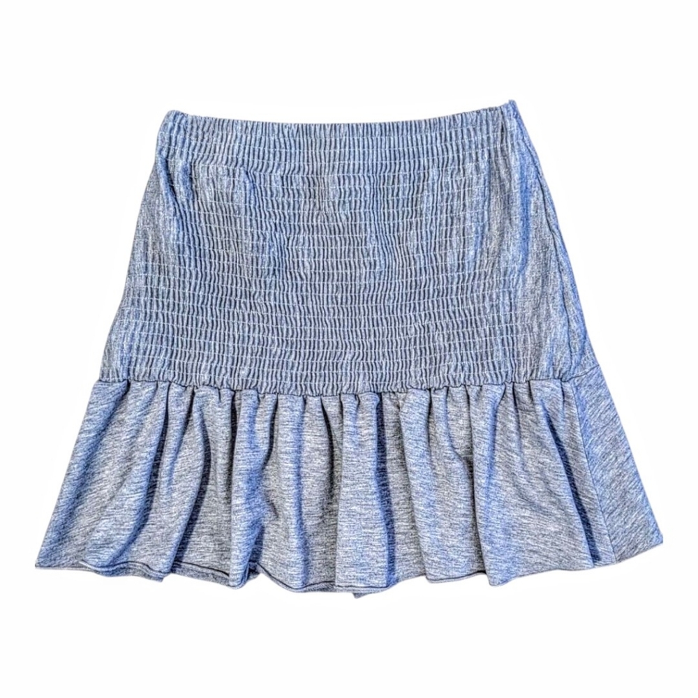 Blue Blush Size Small Heather Gray Smocked Waist Stretchy Short Skirt